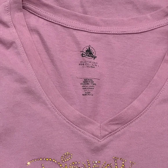 Disney Pink V-Neck Tee with Gold Accents - Picture 2 of 2